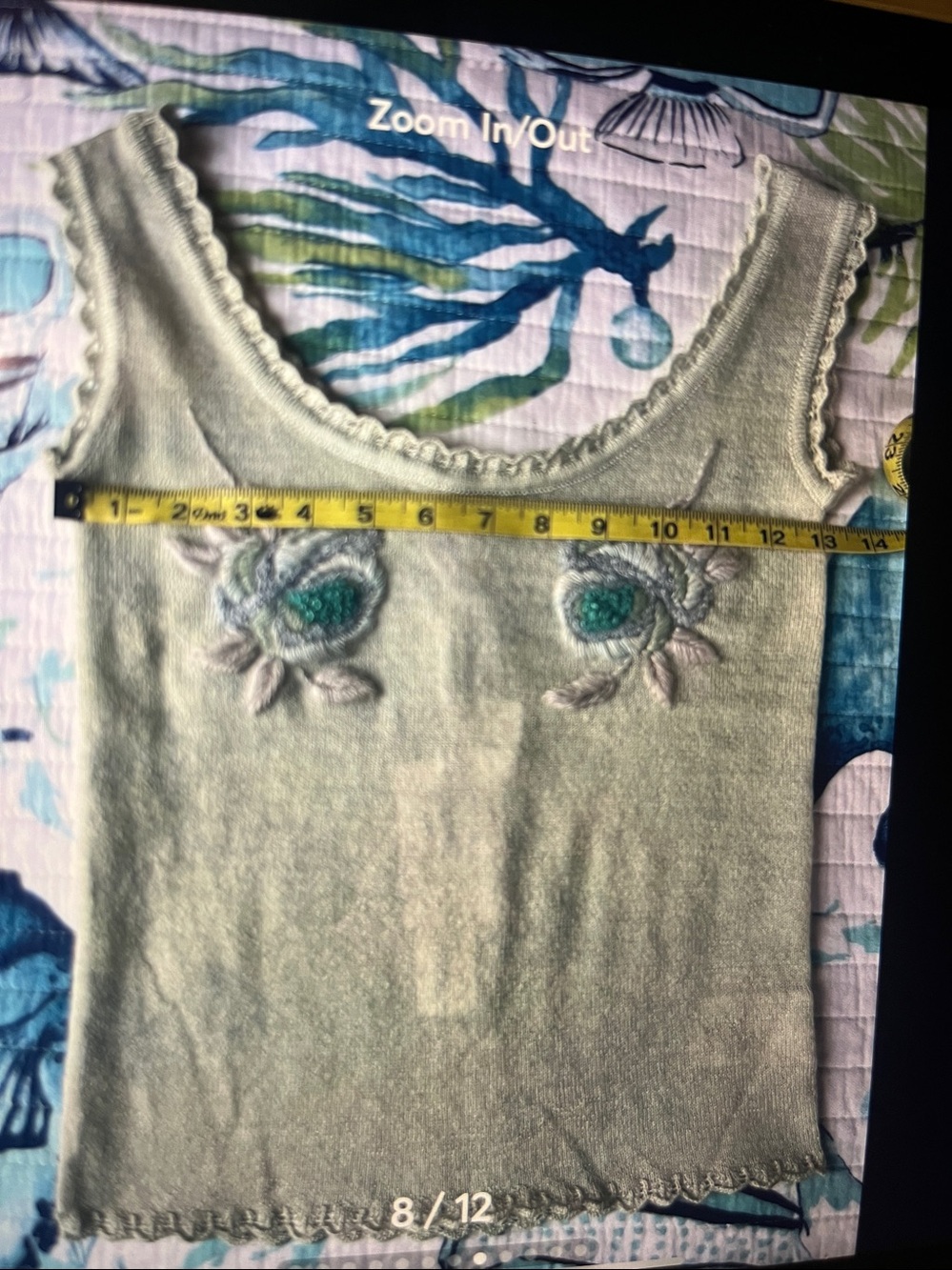Blumarine wool Mint Floral Embroidered  Tank Top XS - Picture 9 of 12